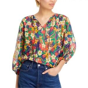 MOTHER Women’s XL The Breeze Tie Top Cosmic Blooms Floral CP25